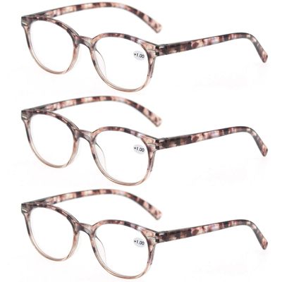 MODFANS Women Reading Glasses 2.25 3 Pair Stylish Ladies Readers with Comfort Spring Hinge Pattern Design for Fashion Women Reading Pouch Included