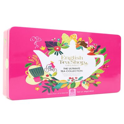 English Tea Shop Organic Ultimate Tea Collection Gift Tin 36 Tea Bag Sachets - 6 Different Flavours