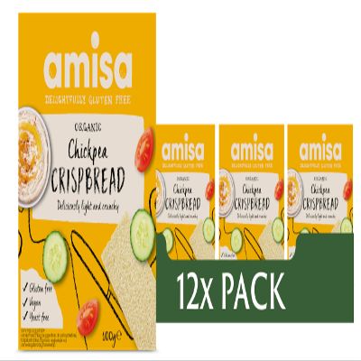 Amisa Organic Chickpea Crispbread 100g, Pack of 12 - High in Protein, Gluten-Free & Vegan-Friendly