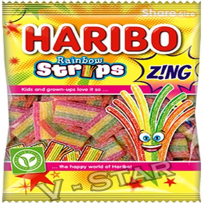2 x BAGS HARIBO SWEETS PACKS - FRESH STOCK (STRIPS ZING 130g)