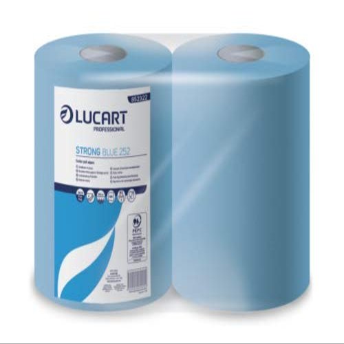 LUCART STRONG BLUE 252 HIGH QUALITY PAPER PROFESSIONAL USE IDEAL FOR COMMERCIAL ACTIVITIES RESTAURANCE, BAR, HOT TABLES, MINS, ETC. PURE CELLULOSE 3 VELI 700 RIPS 252 METERS CF 2 ROLLS