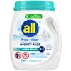 All Mighty Pacs Laundry Detergent, Free Clear Odor Relief, Tub, 56 Count view 1
