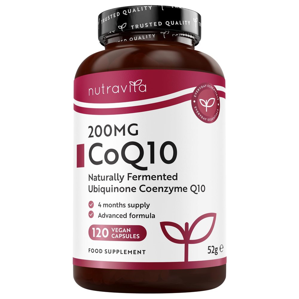 Nutravita CoQ10 Supplement - 120 Vegan CQ10 Capsules - CoQ10 Ubiquinol 200mg - Naturally Fermented Q10 Ubiquinone 200mg - Coenzyme Q10 High Strength - Co Enzyme CQ10 - Co Q 10 Supplement - UK Made