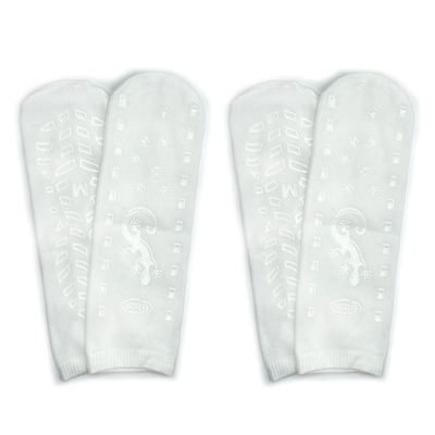 GBM Geckos - Plush Double Tread Non-Slip Safety Socks 2-Pack (White, Bariatric)