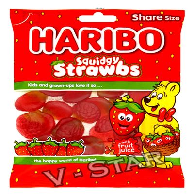 2 x Bags HARIBO Sweets Packs - Fresh Stock (Squidgy STRAWBS 160g)