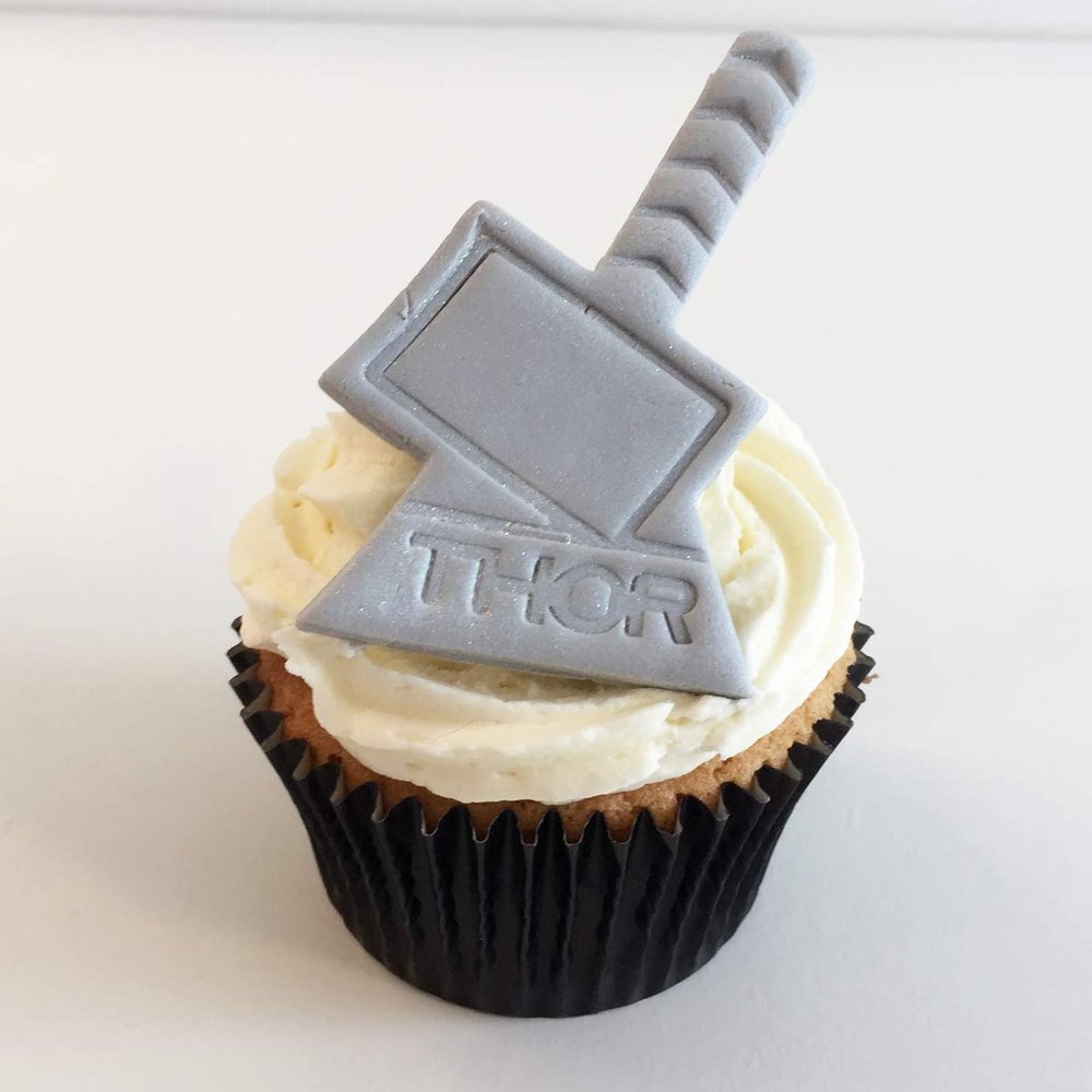 12 Sugar Marvel Thor Hammer 8cm x 5cm Cake Toppers- Edible, Unique & Made with Love & Imagination in The UK!