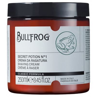 Bullfrog Shaving Cream Secret Potion N.1 Classic 250ml makes the skin and beard soft to the touch