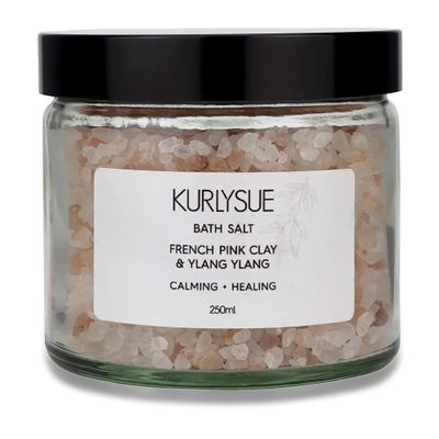 Kurlysue Himalayan bath salt 250g with Ylang-Ylang essential oil & French pink clay