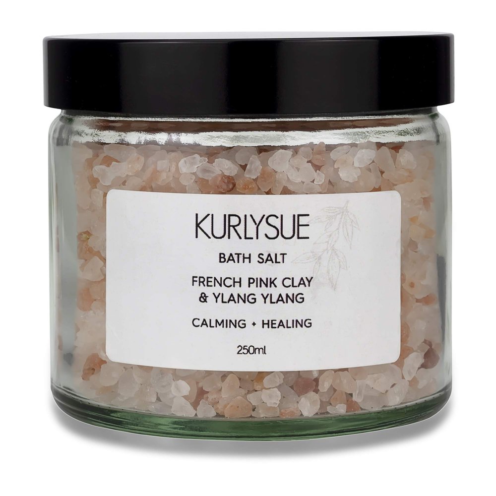 Kurlysue Himalayan bath salt 250g with Ylang-Ylang essential oil & French pink clay