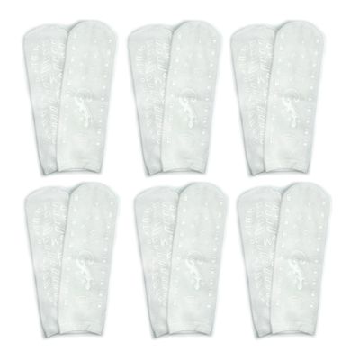 GBM Geckos - Plush Double Tread Non-Slip Safety Socks 6-Pack (White, Bariatric)