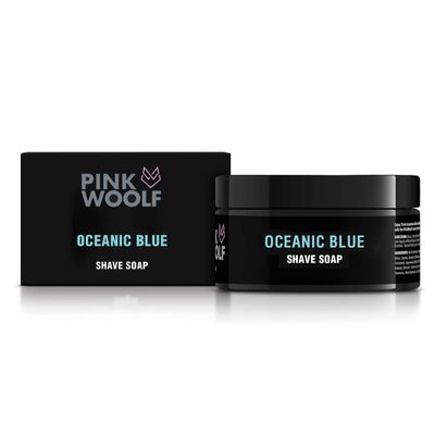Pink Woolf Luxury Shaving Soap For Men (Oceanic Blue), Creates Rich & Thick Lather For A Comfortable Shave, Suitable For All Skin Types - 80 g (Pack Of 1)