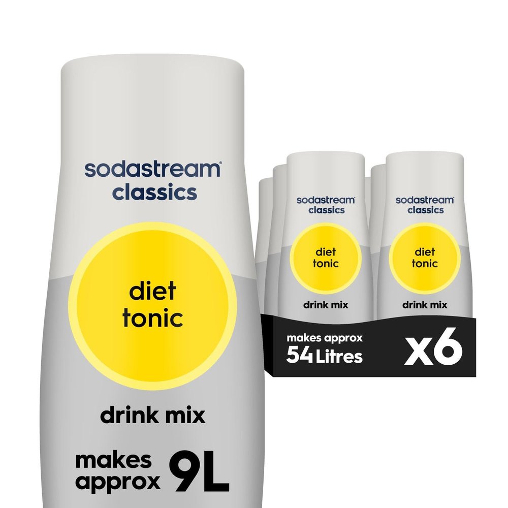 SodaStream Flavours Classic Diet Tonic Mix, Fizzy Drink Maker Concentrate, Aspartame Free SodaStream Syrup, Sparkling Water Flavouring, Slimline Water for Gin & Tonic - 6x 440ml Multi Pack