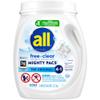 All Mighty Pacs Laundry Detergent, Free Clear for Sensitive Skin, Tub, 60 Count view 1