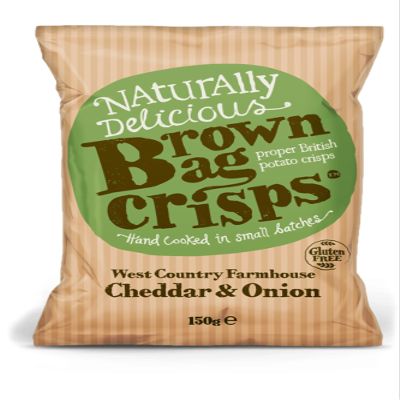 Brown Bag Crisps | Cheddar & Onion, 150g x 10 Bags