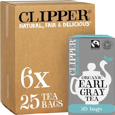 Clipper Organic Earl Grey Tea Bags | Natural, Unbleached, Plant-Based Biodegradable & Non GM Black Tea | Eco Conscious & Fair Trade Tea Bags | Individually Wrapped with String & Tag (150 Teabags)