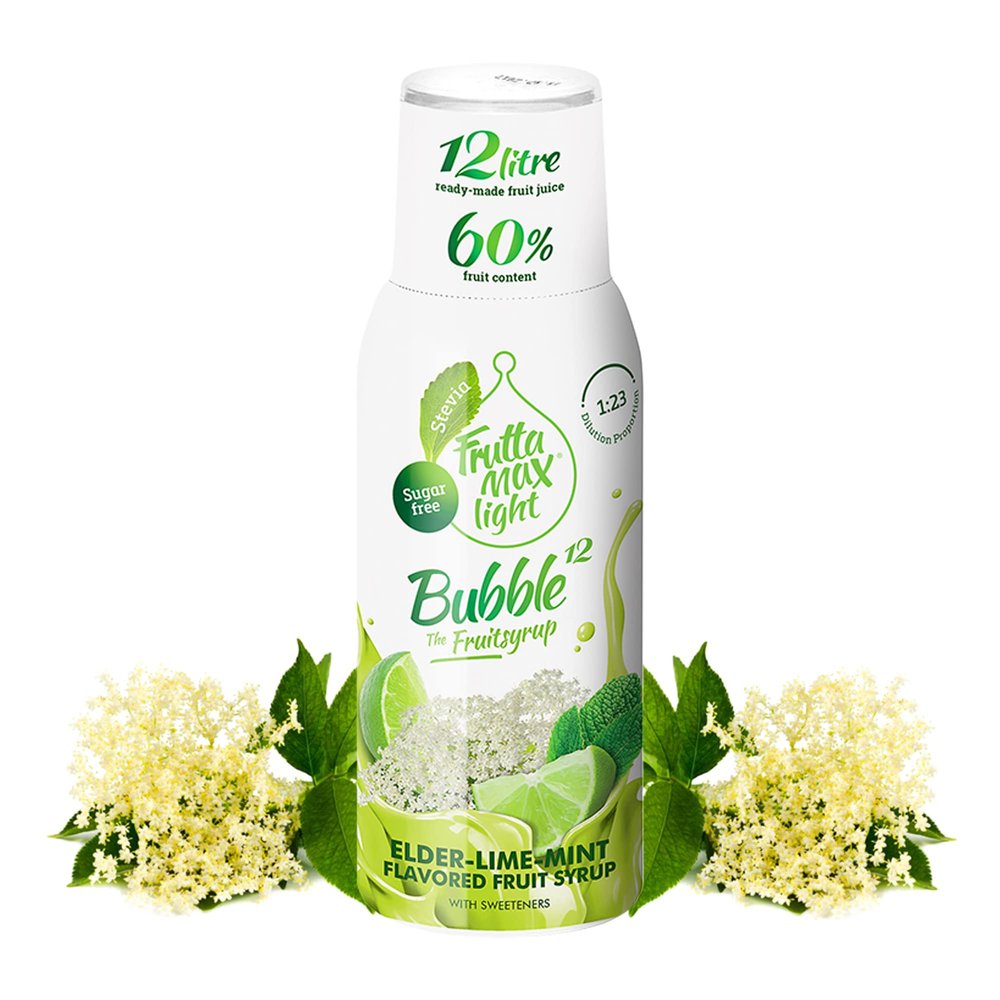 FruttaMax Sugar-Free Elderflower Syrup 60% Real Fruit | Low-Calorie Drink Syrup for Soda Makers, Cocktails & Desserts 500ml