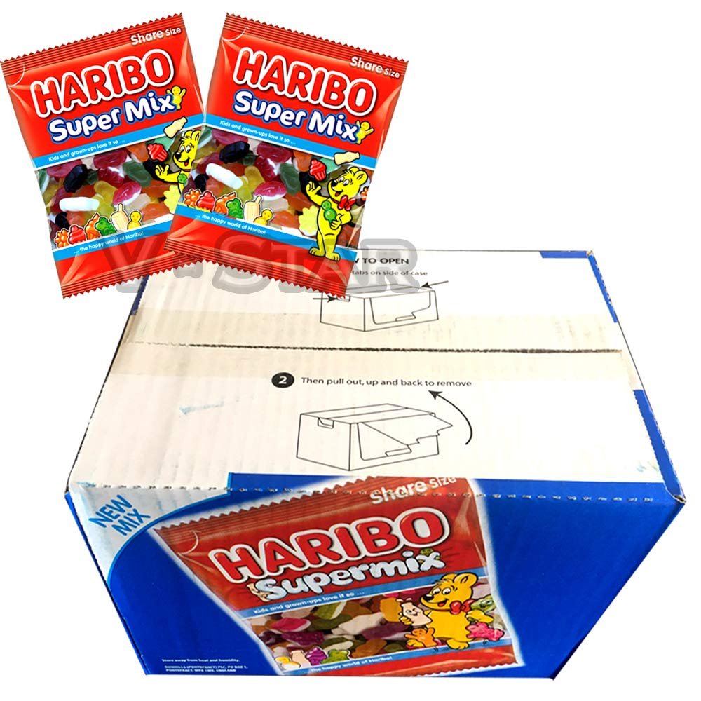 1 x FULL BOX OF HARIBO SWEETS (SUPER MIX 140g (12 Packs))