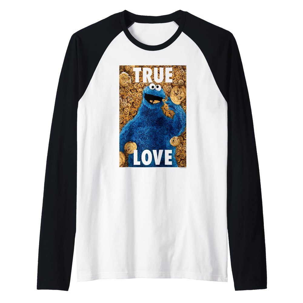 Sesame Street Cookie Monster Beautiful Cookies Raglan Baseball Tee