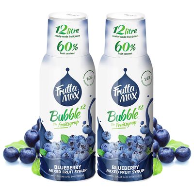 2 Pack - FruttaMax Blueberry Syrup | Less Sugar | 60% Real Fruit Concentrate | Suitable for soda Machine 2x500ml