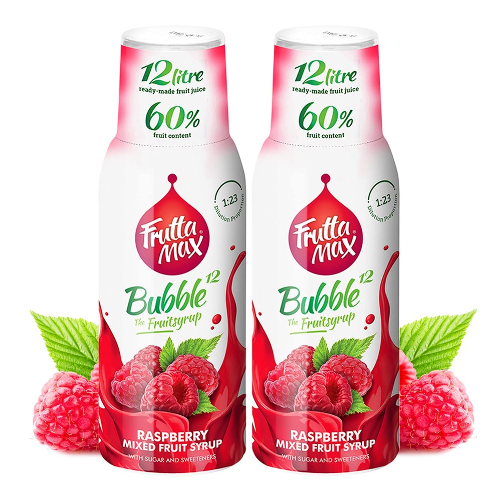 2 Pack - FruttaMax Raspberry Syrup | Less Sugar | 60% Real Fruit Concentrate | Suitable for soda Machine 2x500ml