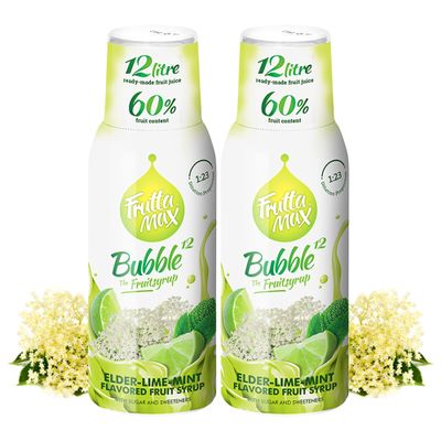 2 Pack - FruttaMax Elderflower Syrup | Less Sugar | 60% Real Fruit Concentrate | Suitable for soda Machine 2x500ml