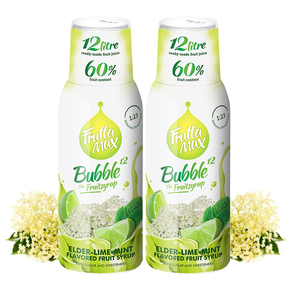 2 Pack - FruttaMax Elderflower Syrup | Less Sugar | 60% Real Fruit Concentrate | Suitable for soda Machine 2x500ml
