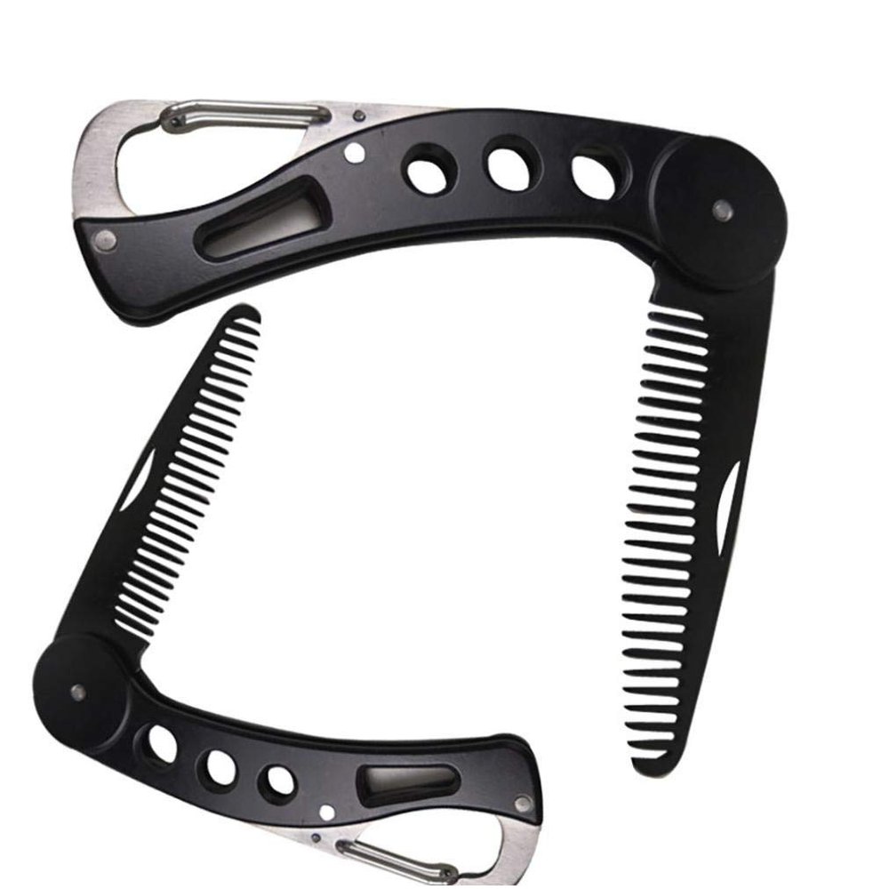 1PC Stainless Steel Beard Comb Folding Mustache Styling Comb Men'S Hair Grooming Kit Bag Beard Comb Multifunctional Bottle Opener
