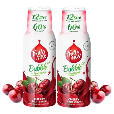 2 Pack - FruttaMax Sour Cherry Syrup | Less Sugar | 60% Real Fruit Concentrate | Suitable for soda Machine 2x500ml