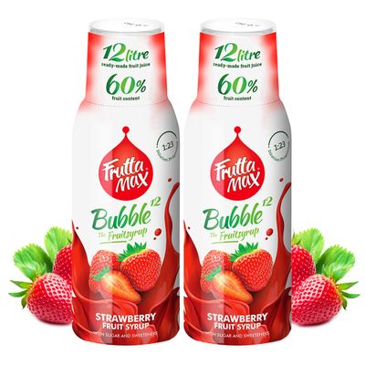 2 Pack - FruttaMax Strawberry Syrup | Less Sugar | 60% Real Fruit Concentrate | Suitable for soda Machine 2x500ml
