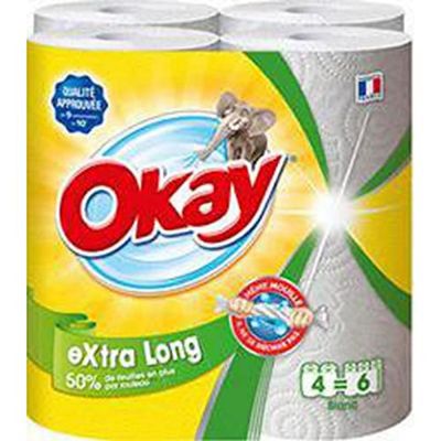 Okay okay Kitchen Towels Extra Long 4 = 6 Rolls White