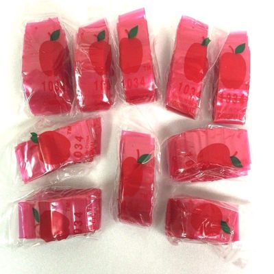 1034 (1"X3/4") Red Color Apple Brand Bags Mini Zip Lock Baggies, Case of 1,000