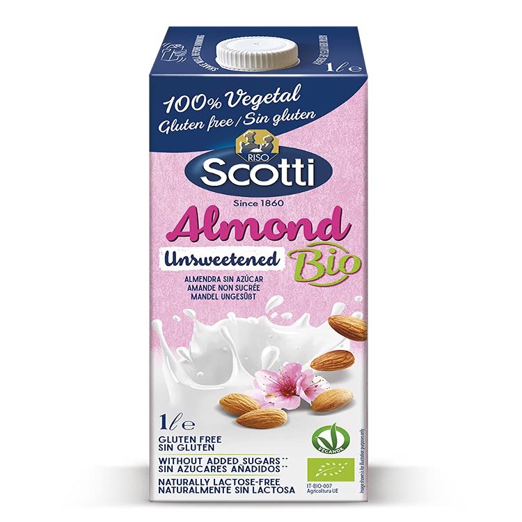Riso Scotti Organic Almond Drink Unsweetened (1 L) (10 Packs)