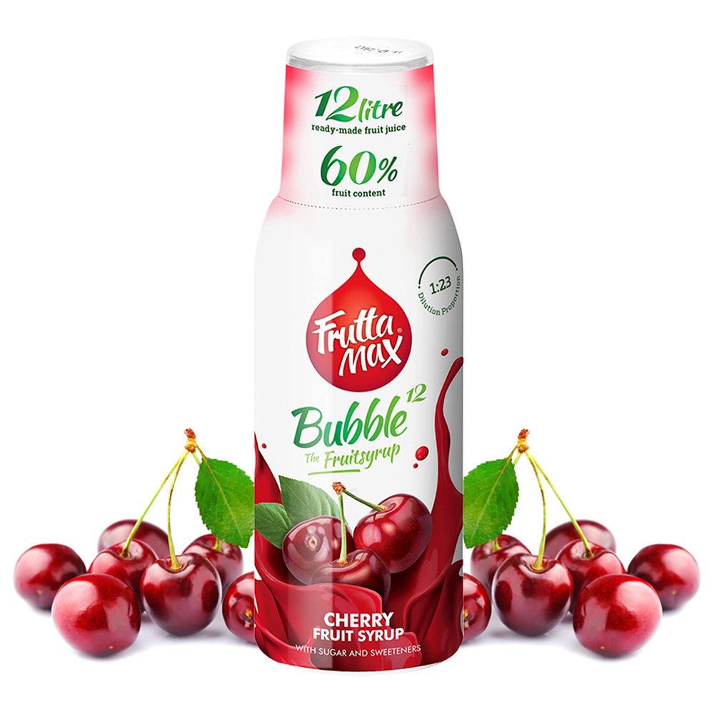 FruttaMax Sour Cherry Syrup | Less Sugar | 60% Real Fruit Concentrate | Suitable for soda Machine 500ml