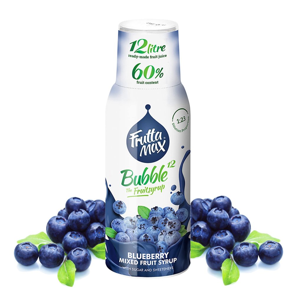 FruttaMax Blueberry Syrup | Less Sugar | 60% Real Fruit Concentrate | Suitable for soda Machine 500ml