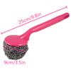 12pcs Stainless Steel Scourer Scrub Pad with Plastic Handle Cleaning Brush Metal Scouring Pad Removes Grease, Oil and Dirt Stains from Pots, Dishes and Bakeware for Household Kitchen Restaurants view 2
