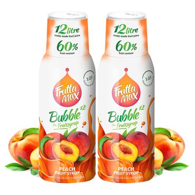 2 Pack - FruttaMax Peach Syrup | Less Sugar | 60% Real Fruit Concentrate | Suitable for soda Machine 2x500ml