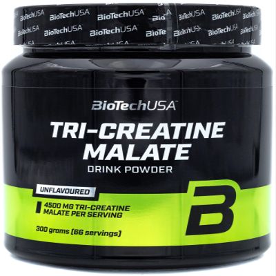 BioTechUSA Tri Creatine Malate | 4500mg Triple Creatine Compound | Gluten Free | for Enhanced Physical Performance in High-Intensity Workouts, 300g
