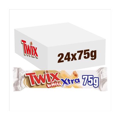 Twix Xtra White Chocolate Biscuit Twin Bars - Pack of 24 x 75G