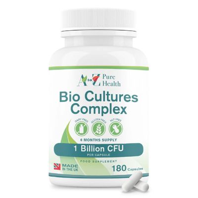Premium Bio Cultures Complex 180 Capsules (6 Months Supply) | High Strength Probiotic | Vegan Multi Strain Probiotic | Lactobacillus Acidophilus & Bifidobacterium | Supports Digestive Health