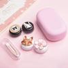 Cute Contact Lens Cases, Cat Contact Lens Soak Storage Box, Portable Pink Contact Lens Holder with Tweezers for Travel Kit (Black Case Fox) view 4