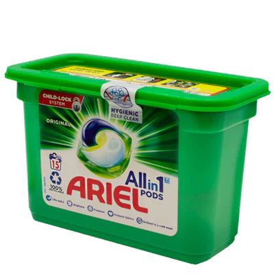 Ariel Original 3in1 Washing Liquid Capsules Detergent, 15 Pods