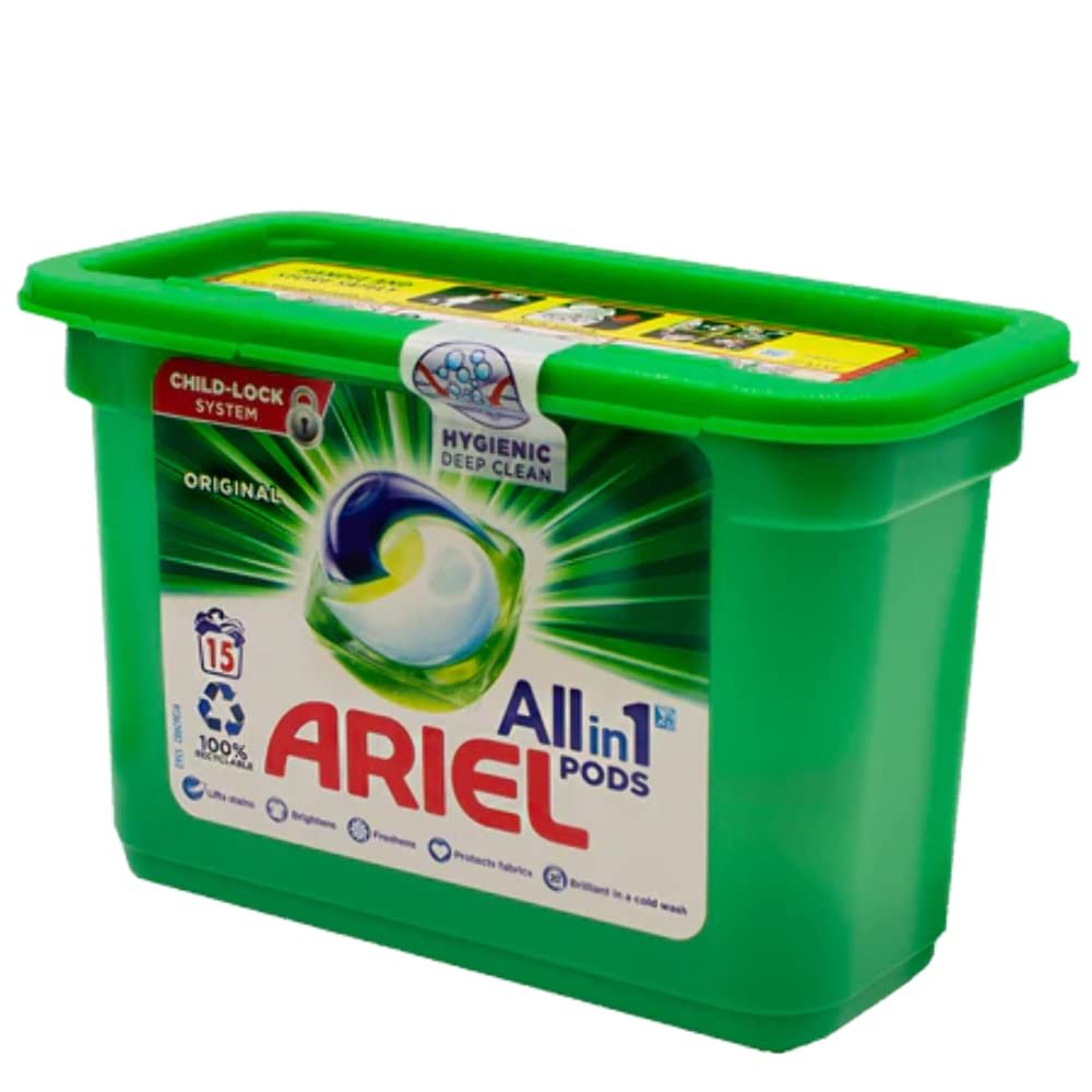 Ariel Original 3in1 Washing Liquid Capsules Detergent, 15 Pods