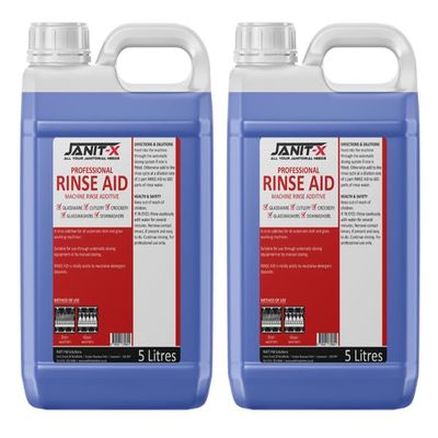 Rinse Aid by janit-X 2 x 5 Litre, Concentrated for Business use Canteen, Nursing Homes, Cafe, Restaurant