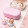 Cute Contact Lens Cases, Cat Contact Lens Soak Storage Box, Portable Pink Contact Lens Holder with Tweezers for Travel Kit (Pink Case Cat) view 3