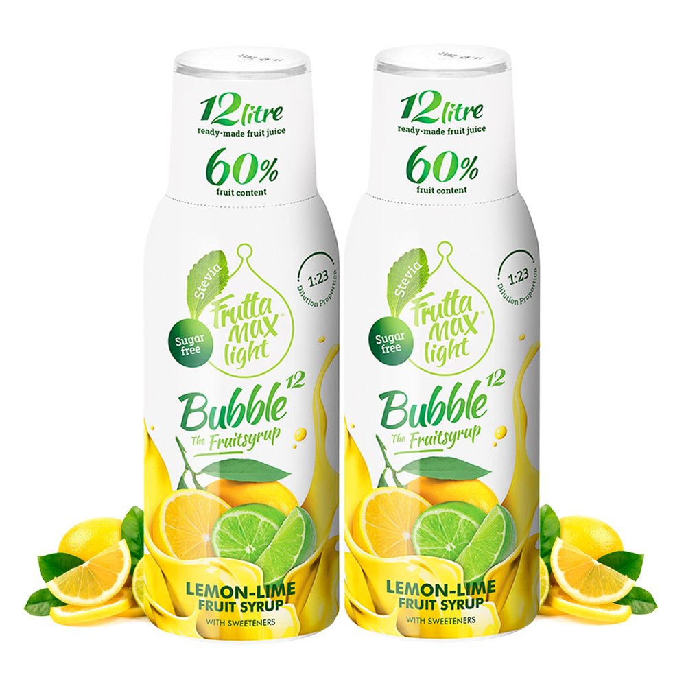2 Pack - FruttaMax Sugar-Free Lemon and Lime Syrup  60% Real Fruit | Low-Calorie Drink Syrup for Soda Makers, Cocktails & Desserts  2x500ml