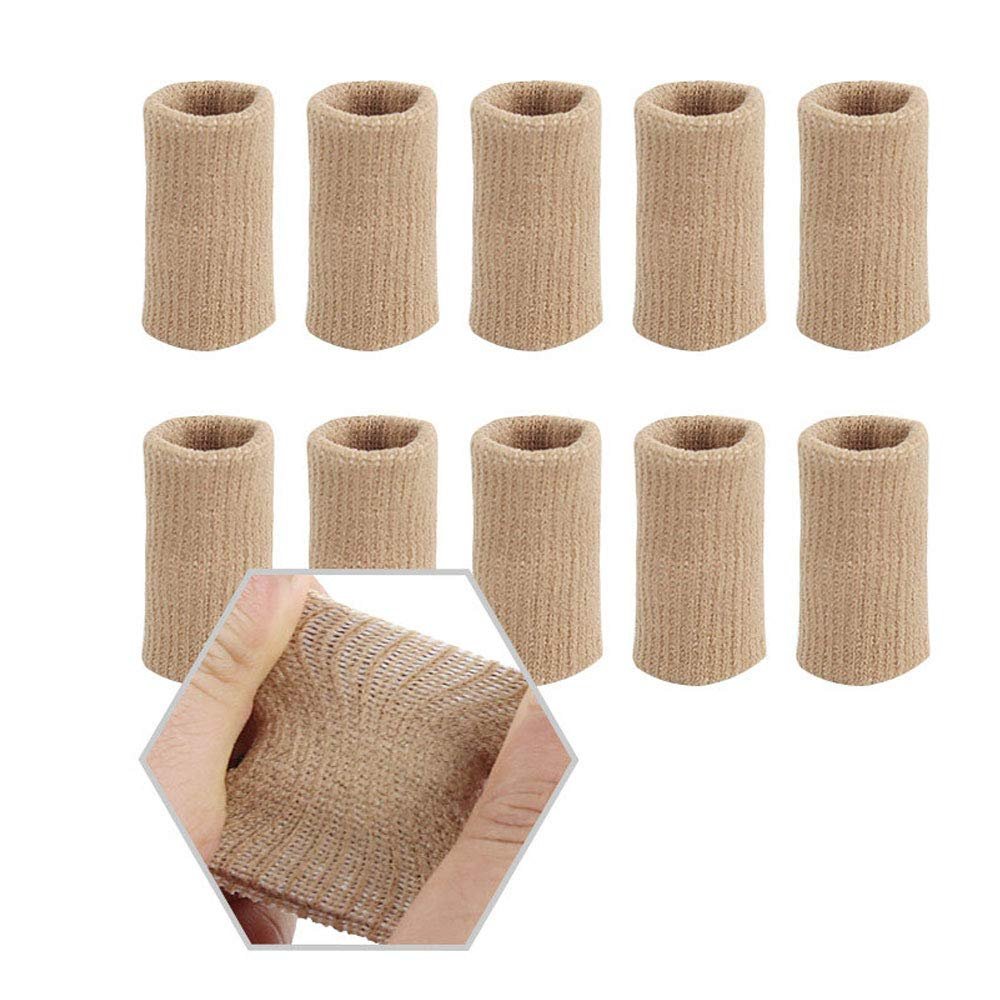 10Pcs/Set Finger Sleeves Support Thumb Braces Elastic Compression Protector Braces to Relieve Pain Calluses Arthritis, Black/Beige/Blue (2)