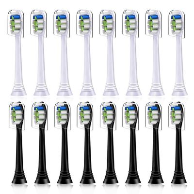 16 Pack Replacement Toothbrush Heads Compatible with Philips Sonicare Electric Toothbrush. 8er White and 8er Black