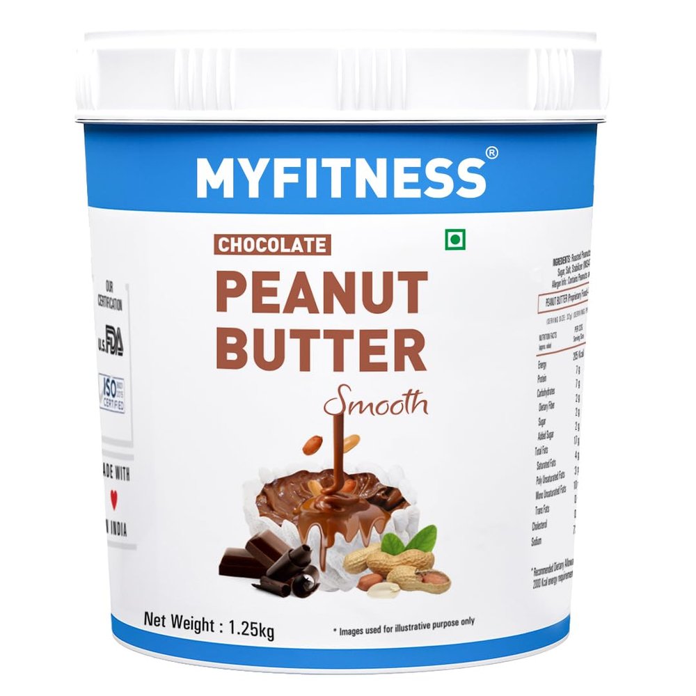 MYFITNESS Chocolate Peanut Butter Smooth I LOVE PB Non-GMO, Gluten-Free, No Preservative All Natural Ingredient High Protein Peanut Butter Made with American Recipe (1250 Gm)