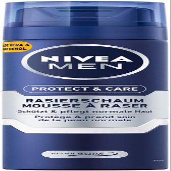 Nivea Men Protect & Care Shaving Foam Pack of 6 (6 x 200 ml), Protection and Care for a Gentle Shave, Skin-friendly Shaving Foam for Men