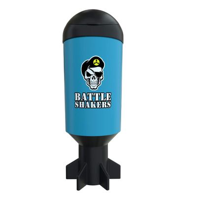 Battle Shakers Mortar Shaker Cup | 20 Oz Leak-Proof Shaker Bottle | Protein Cup with Storage Compartment | Dishwasher Safe & BPA Free Sports Bottle | Blue/Black